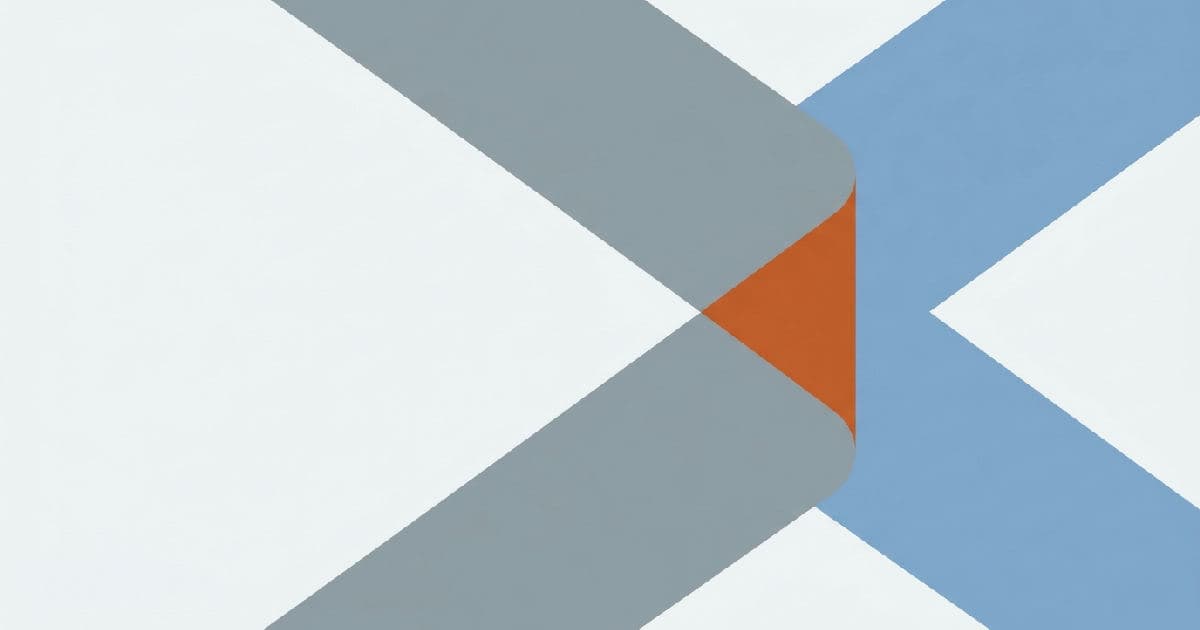 Two abstract shapes interlocking with a warm accent colour at their convergence point.