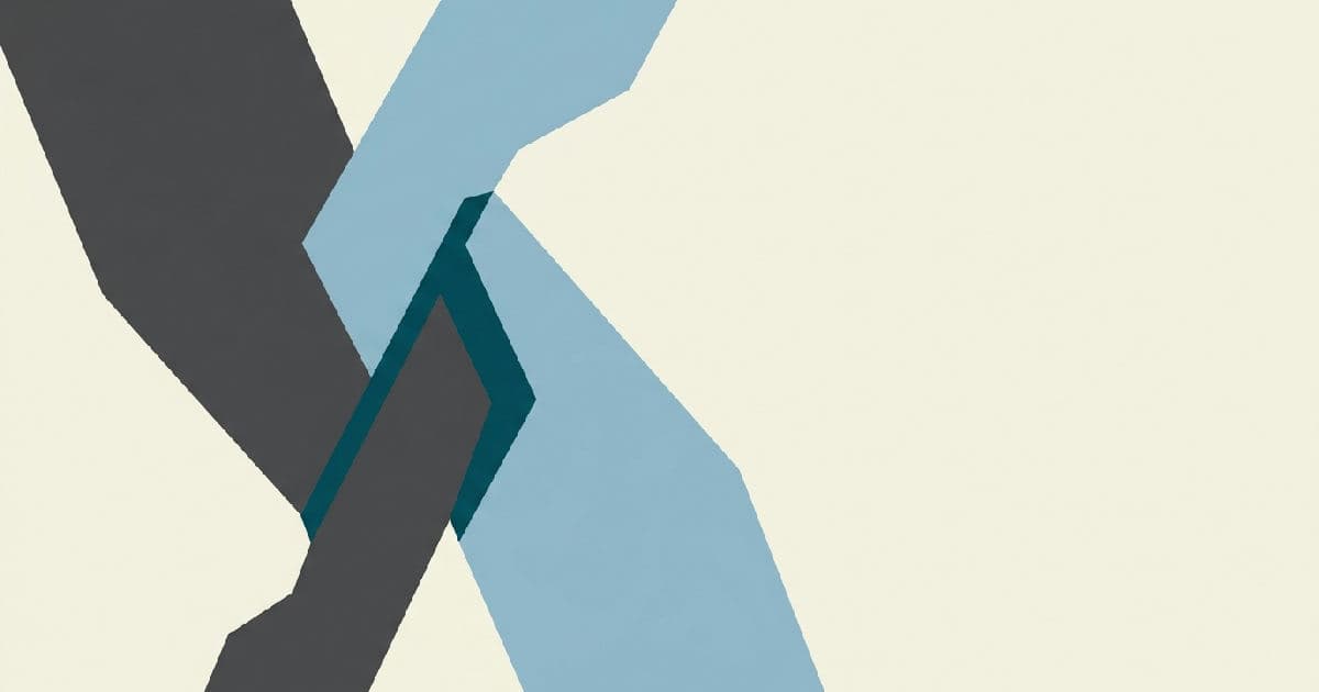 Two abstract shapes interlocking in muted tones with teal accent, representing venture capital convergence.