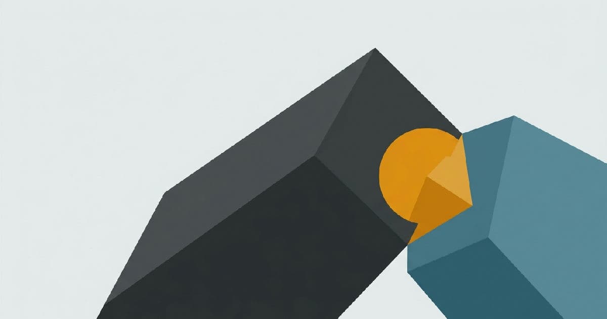 Two abstract shapes interlocking, representing a business merger or acquisition.