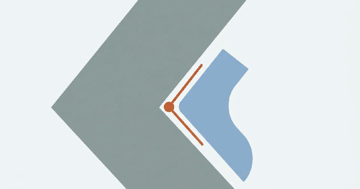 Two abstract geometric shapes interlocking, minimalist vector illustration in muted tones with accent colour.