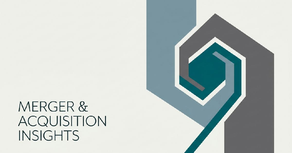 Two abstract interlocking shapes converging, symbolising a business acquisition or merger.