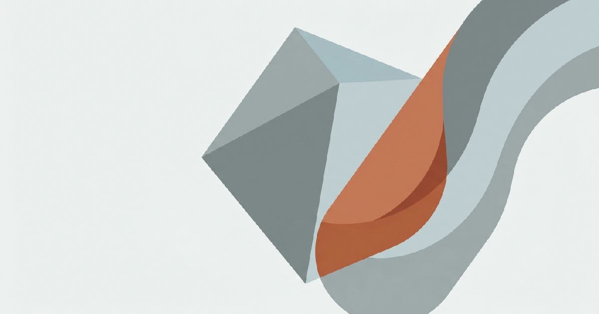 Two abstract geometric shapes interlocking, representing a business merger or acquisition.