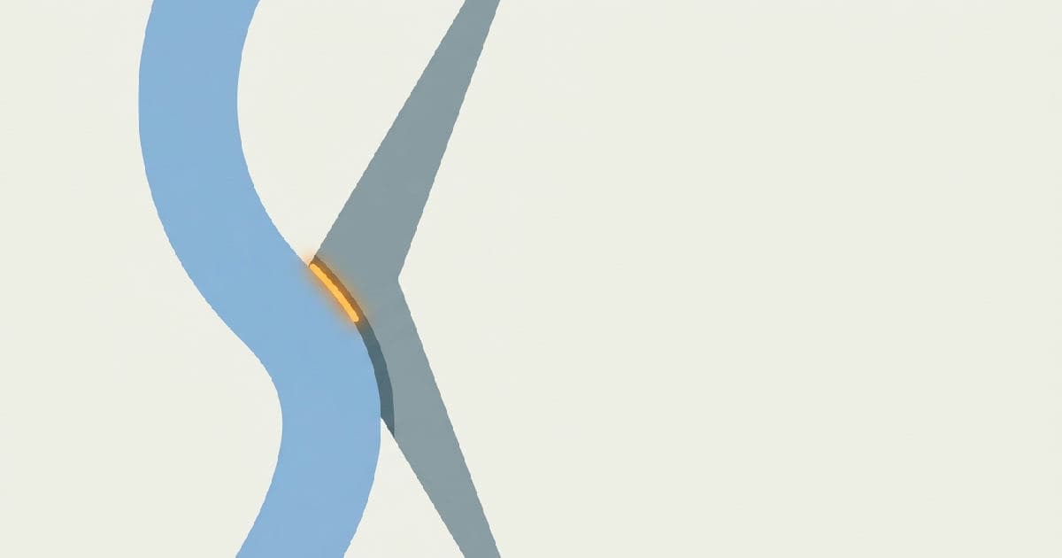 Two abstract geometric shapes interlocking, rendered in minimalist vector illustration with muted tones and a single accent colour.