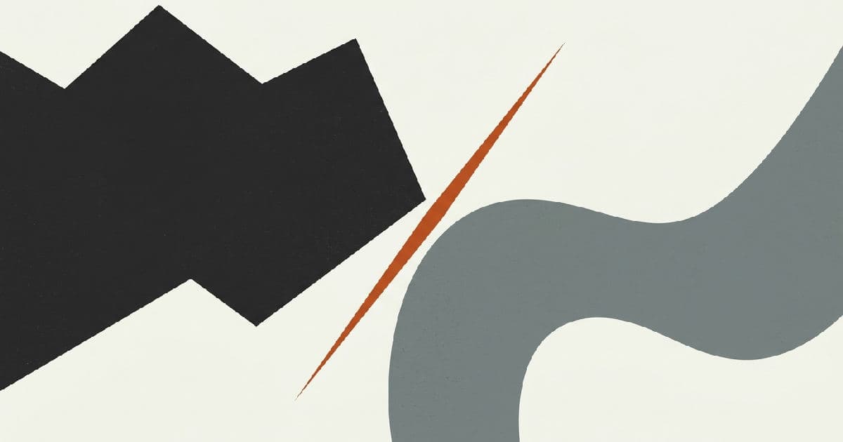Two abstract shapes diverging, one accent colour, minimalist vector illustration.