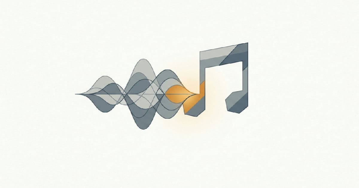 Two abstract shapes interlocking to represent a licensing agreement between music entities.