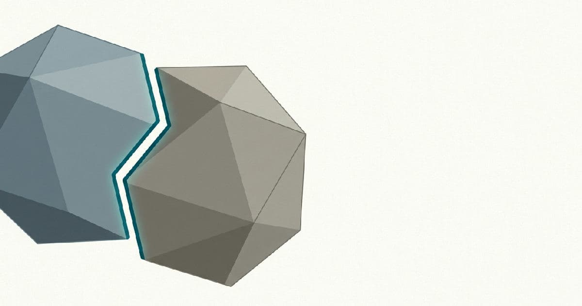 Two abstract geometric shapes positioned apart, illustrating corporate negotiation tension and valuation disagreement.