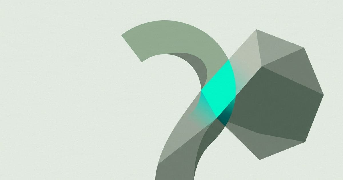 Two abstract geometric shapes interlocking, representing convergence and partnership in funding.