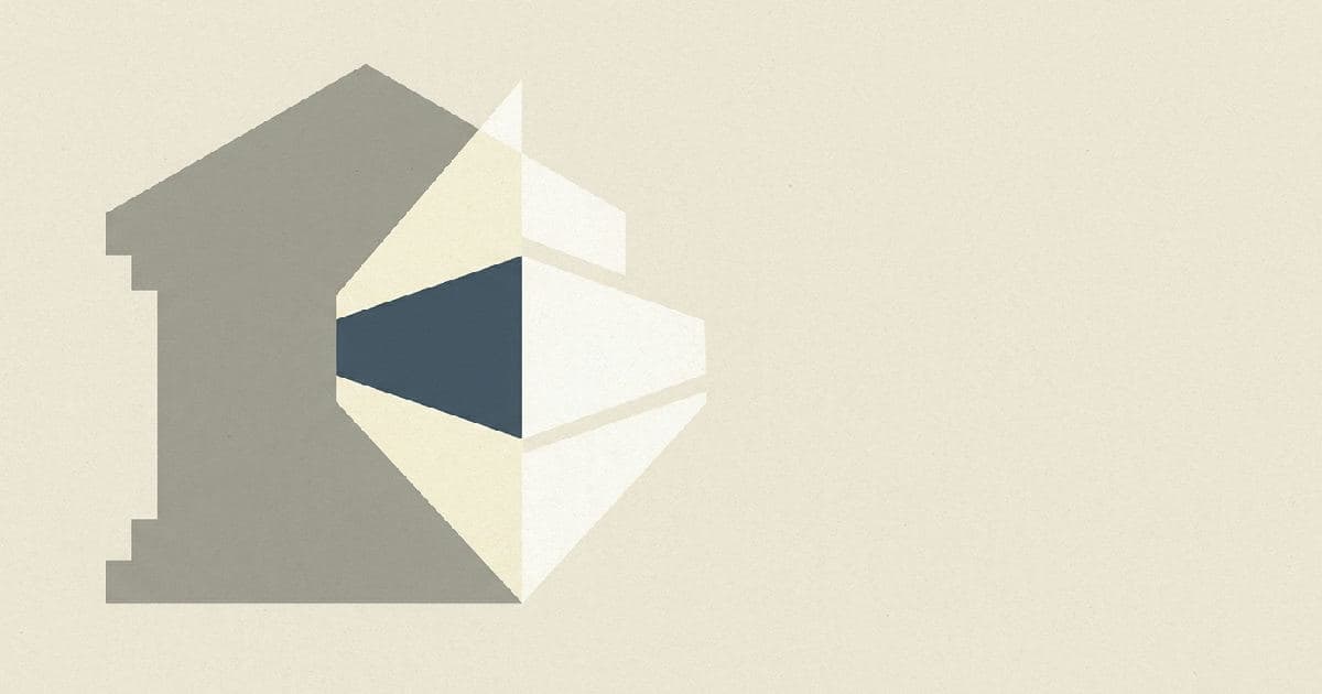 Two abstract shapes interlocking, symbolising a merger between traditional and digital financial institutions.