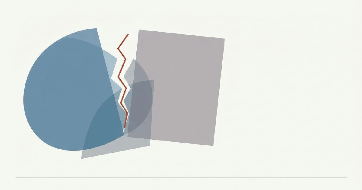 Two abstract shapes moving apart, symbolising a failed business deal negotiation.