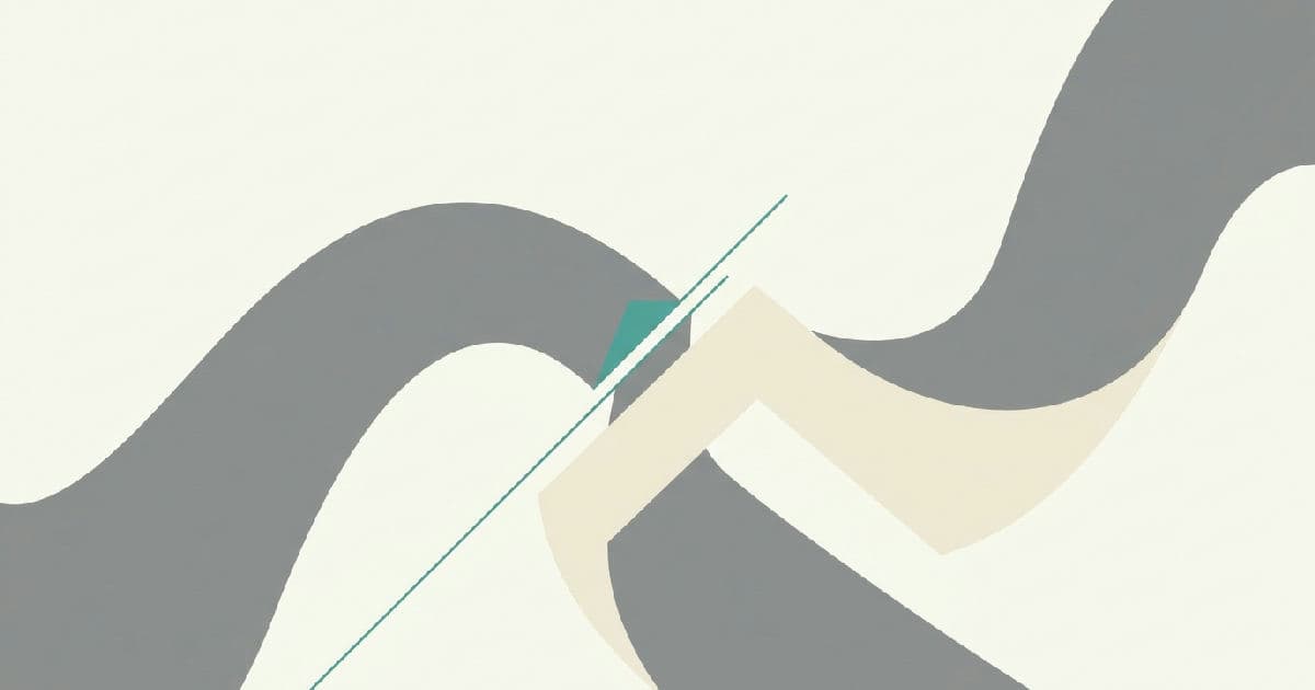 Two abstract shapes interlocking in muted tones with teal accent, representing strategic business decision.