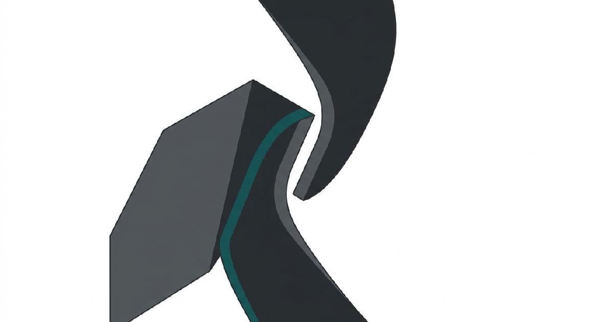 Two abstract shapes interlocking at centre, muted tones with teal accent, minimalist vector illustration.
