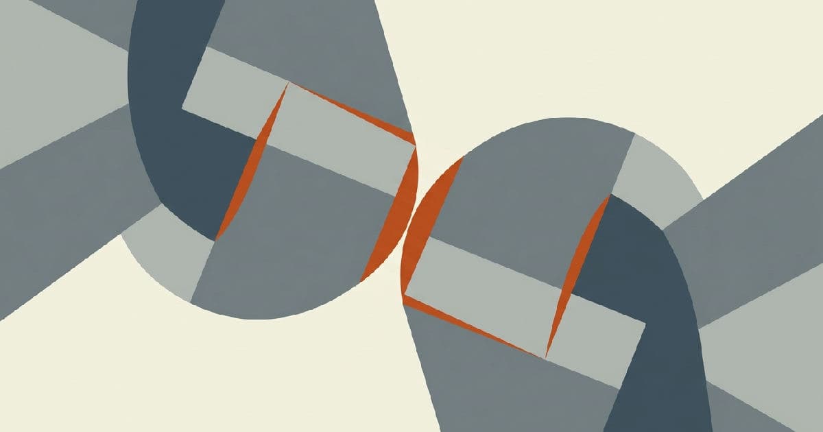 Two abstract shapes converging in muted tones with an orange accent, symbolising a contested corporate bid.